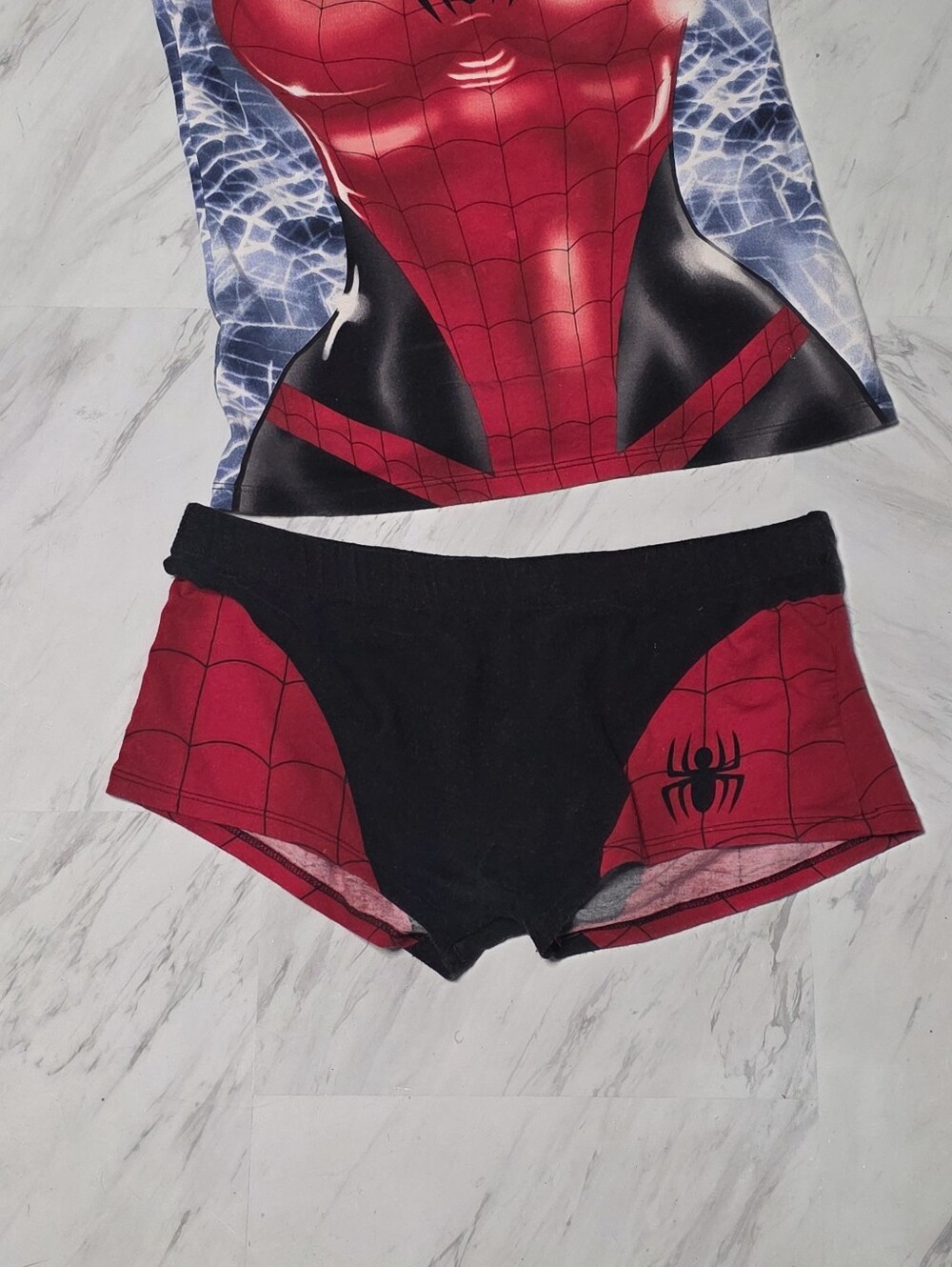 Marvel Red & Black Spiderweb Sleep Tank Top
